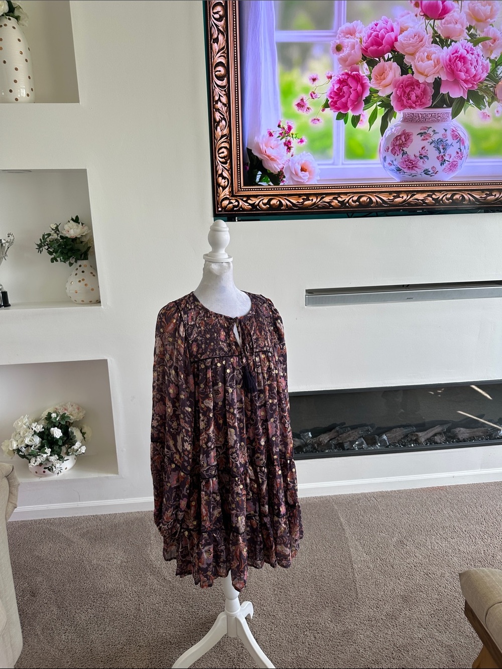 Olivaceous Plum Floral Mini Dress